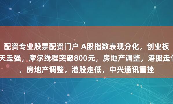配资专业股票配资门户 A股指数表现分化，创业板涨0.3%，商业航天走强，摩尔线程突破800元，房地产调整，港股走低，中兴通讯重挫